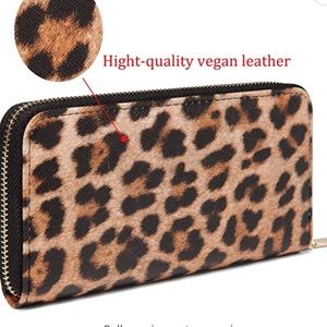 Nabegum Leopard Print Wallets for Women Ladies Long Cheetah Animal